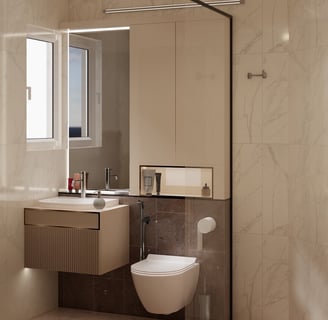 Attached Premium Bathroom With in built LED mirror