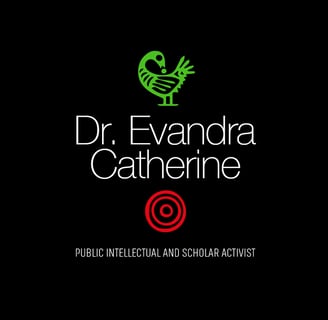 logo with Dr Evandr Catherine and adinkra symbols