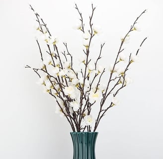 6 flores artificiales de ciruelo blanco, flores falsas, tela de seda, ramo de flores de imitación pa