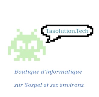 ceci est le logo de tasolution.tech, un petit alien pixel avec une bulle pixelisé