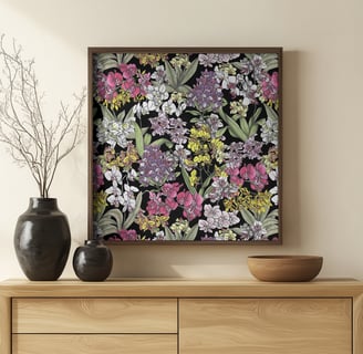 Floral Pattern Wall Art in a Living Room