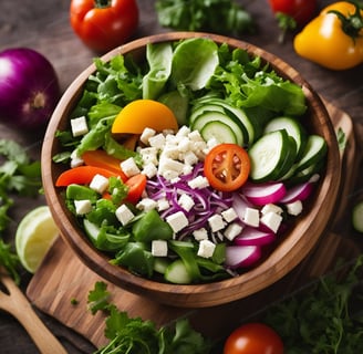 garden salad in a wooden bowl