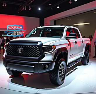 a toyota tunder truck is shown in a showroom