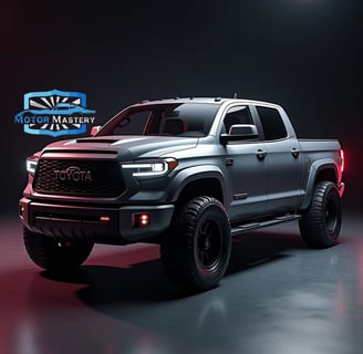 a silver truck with a red light on it