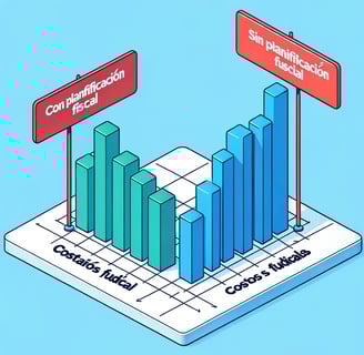 Ilustración detallada de un gráfico de barras que compara los costos fiscales entre dos escenarios 
