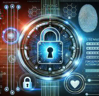 A futuristic digital security concept symbolizing strong usernames and passwords