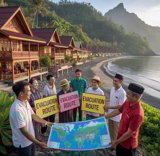 a group of people holding signs that read the map
