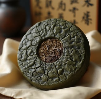 a green teapot with a small round shaped object in the middle