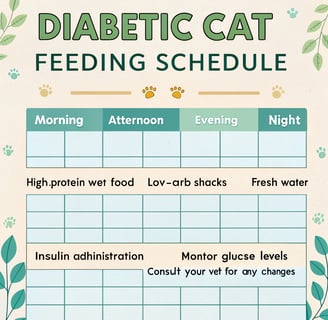 A daily feeding and insulin schedule tailored for managing feline diabetes