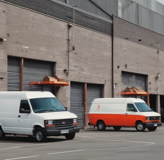 Two cargo vans waiting for a cargo at a facility