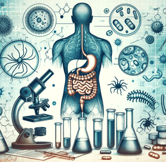 a man standing in front of a microscope and a microscope