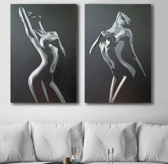Tablou artistic pe pânză – portret fată în stil umbros, iluzie vizuală, design modern