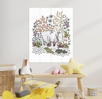Rhino Illustration Wall Art in a Kids Room