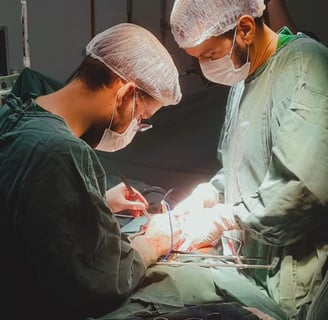 Cirurgiões operando cirurgia do aparelho digestivo