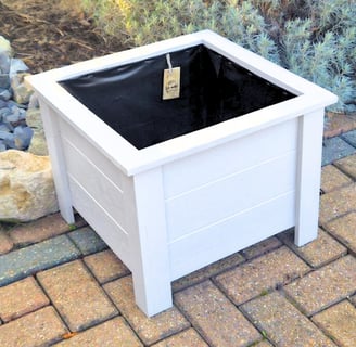 Wooden square planter on legs