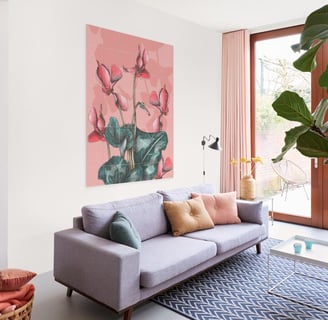 Floral Illustration Wall Art in a Living Room