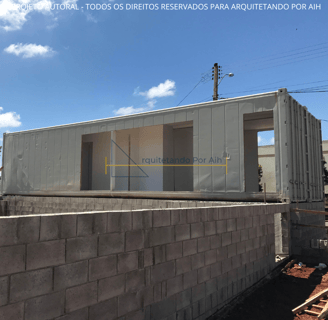 laboratório container sustentável, imagem da etapa construtiva, container colocados