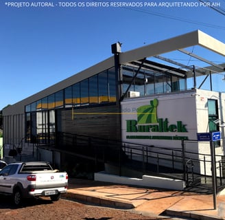 laboratório container sustentável, diurno e visto em perspectiva
