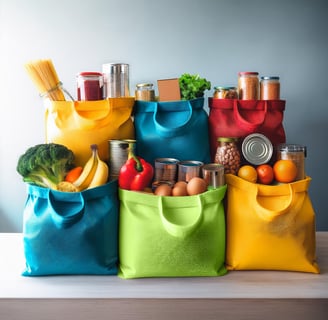a variety of food items are displayed on a table