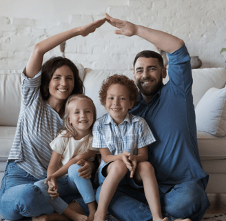 A family with two kids in their new home