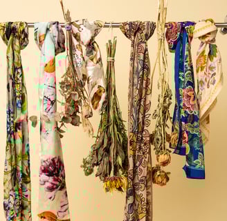 hanging scarves with flowers