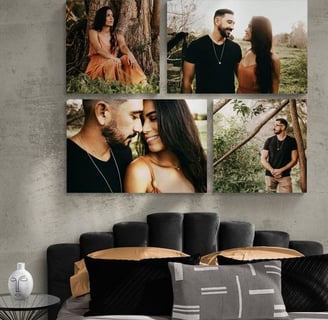 Tablou personalizat cu 4 poze în natură – cuplu în pădure imprimat pe pânză canvas