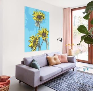Floral Illustration Wall Art in a Living Room