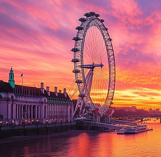 London Eye Image during sunset in London