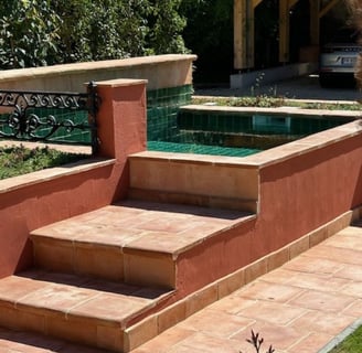 Tomettes terre cuite extérieur piscine