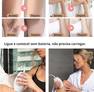 a woman with a hair dryer on her arm