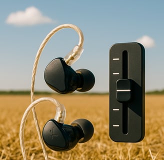 Profesyonel sahne kullanımına uygun in-ear kulaklıkları gösteren detaylı görsel.