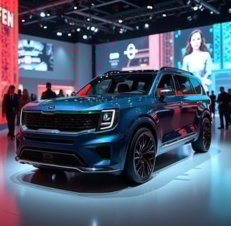a blue suv with a red light on it