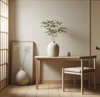 Minimalist Japandi decor in a small room