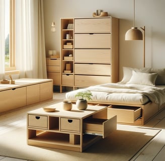 Multi-functional Japandi furniture pieces