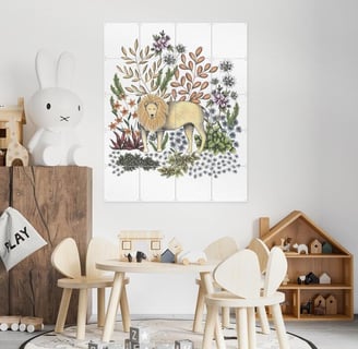 Lion Illustration Wall Art in a Kids Room