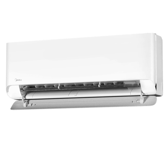 midea breezeless E baltas vidaus blokas MSCB1BU-12HRFN8-QRD1GW su atidarytomis grotelemis
