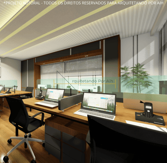 ESCRITÓRIO CONTAINER IMAGEM RENDERIZADA DA ESTAÇÕES DE TRABALHO