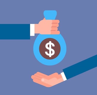 a person giving a dollar sign to another person