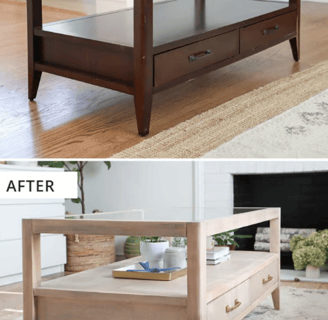 dark brown coffee table updated into a light colored coffee table wood