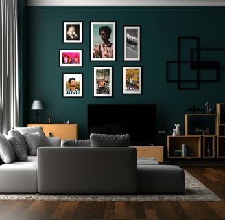 a living room with a couch and a television