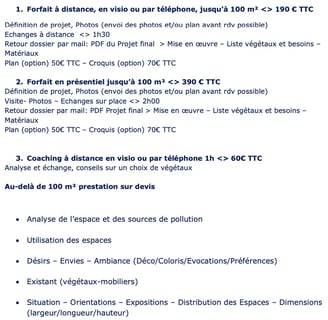 tarif art du design végatal