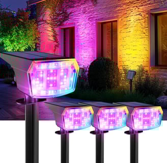 9 Lighting Modes RGB, Solar Lights Outdoor Waterproof IP65, 63 LED Landscape Spotlights for Holiday