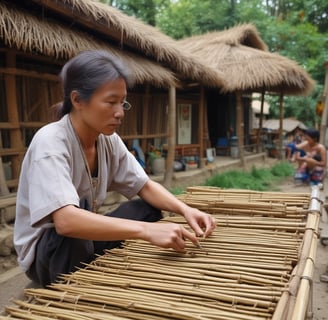 man in gray dress shirt making leaf craft