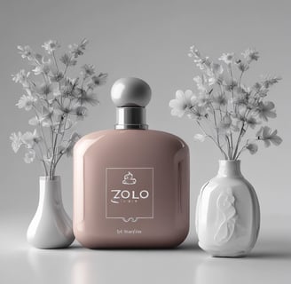 A perfume bottle labeled 'NARCISO' is positioned against a soft, light background. The bottle has a minimalistic design with clean lines and a slightly frosted appearance.