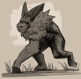 Creature concept art, fantasy creature, sketch, furry creature, digital art