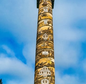 Oregon Coast - The 125 foot Astoria Column covered in artwork of historical events