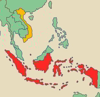 Karte von Asien mit Indonesien und Vietnam