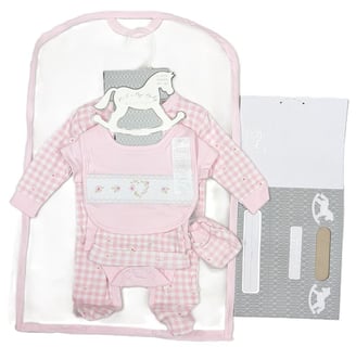 Organic cotton gingham 6 piece sleepsuit set with gift bag