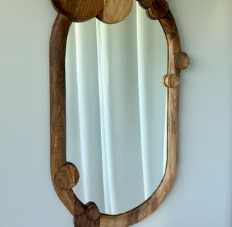 Miroir contemporain artisanale noyer