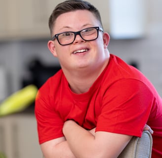 a handsome young man with downs